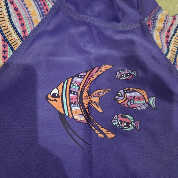 Colorful Kids Rashguard Set with Fish Design - Picture 2 of 2